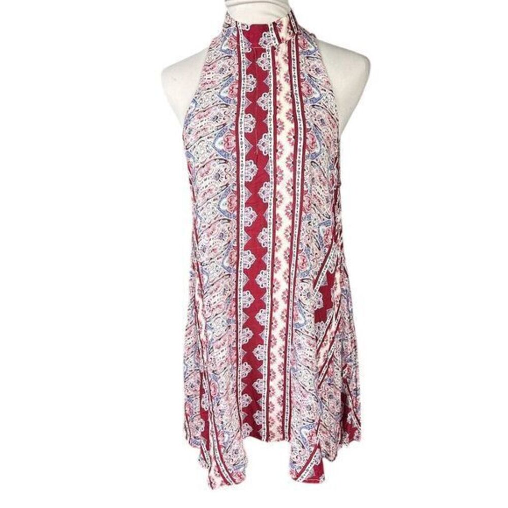 Free People Red Paisley Halter Mini Dress